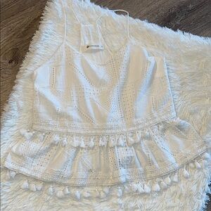 The Impeccable Pig White Eyelet Lace Sleeveless ToP - Small